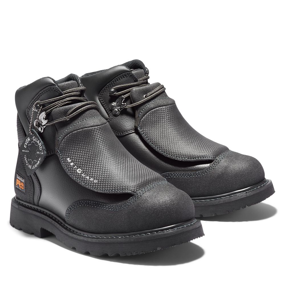 Timberland Μποτακια Εργασίας Ανδρικα Μαυρα - Pro® Met Guard 6\" Steel Toe - Greece 0943175-KQ